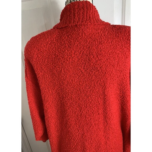 Vintage 90's SIDEFFECTS Red Textured Knit Cardigan Duster Sweater Coat Large - Picture 6 of 14